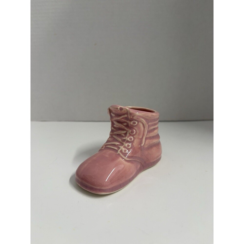 Vintage Mid Century METLOX Pottery 47C Pink Baby Shoe Bootie Planter